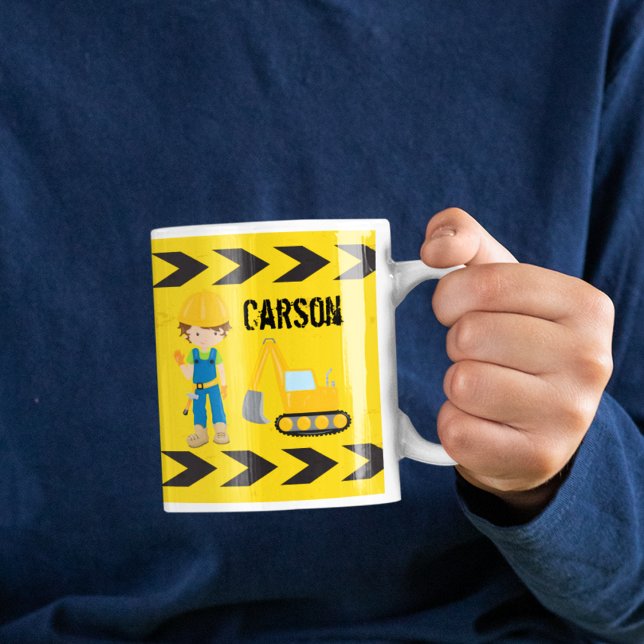 Caneca De Café Legal Veículo de Construção - Crianças Cute Monogr (Criador carregado)