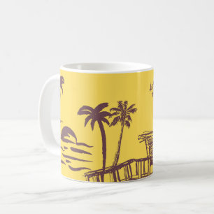 Caneca De Café Legal Vintage Yellow Tropical Beach Sketch