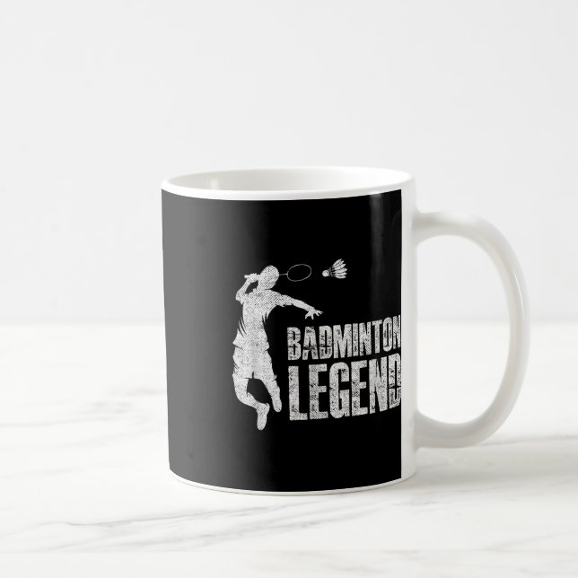 Caneca De Café Legenda de Badminton _ Shuttle Racket _ Toque de B (Direita)