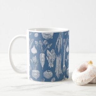 Caneca De Café legumes do mercado do agricultor jeans cobalto