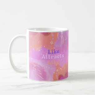Caneca De Café Lei da Atração Motivacional Inspirador Rosa