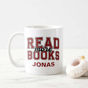Caneca De Café Leia Mais Livros Maroon Varsity Leitores Bibliófil
