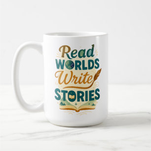 Caneca De Café Leia Mundos Escreva Histórias Mug
