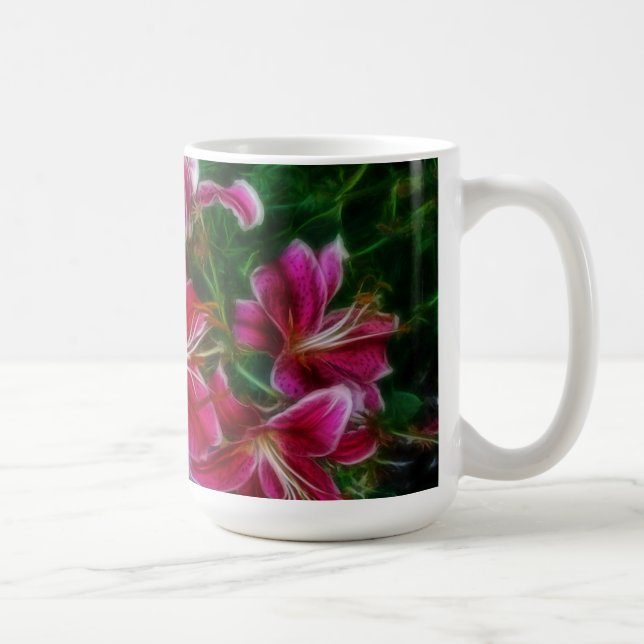 Caneca De Café Leilões Rosa Impressionista Pintura Floral (Direita)