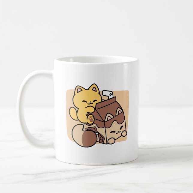 Caneca De Café Leite de Chocolate Bebendo Felicidade – Comida de  (Esquerda)