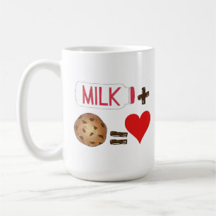 Caneca De Café Leite de Comida Clássico + Cookies = Coração de Am