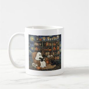 Caneca De Café Leitor de Livro Fantasma Lendo Literatura do Livro