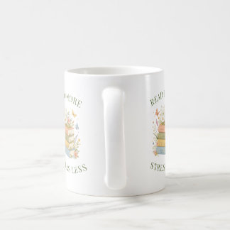 Caneca de Café Leitor de Livros Florais Leia Mais,