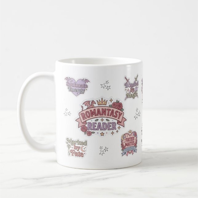 Caneca De Café Leitor de Romantasia Literário (Esquerda)