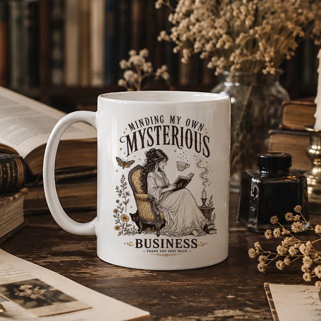 Caneca De Café Leitor Gótico Cuidando da Minha Própria Negócios M (Criador carregado)