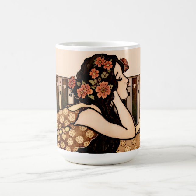 Caneca De Café Leitor Vintage Art Nouveau (Centro)