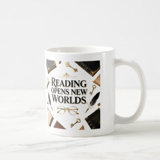 Caneca De Café Leitura Abre Novos Mundos Amante de Livros Gráfica
