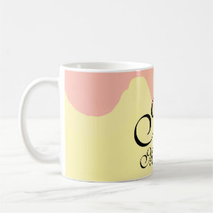 Caneca De Café Leitura amarela laranja retro adicione seu monogra