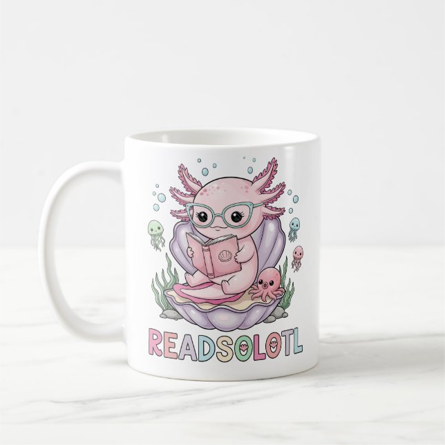 Caneca De Café Leitura Axolotl cor-de-rosa (Esquerda)