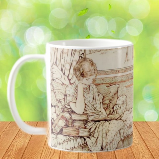 Caneca De Café Leitura de crianças em safra (Criador carregado)