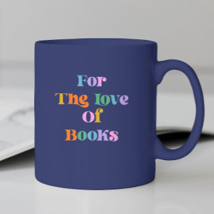 Caneca De Café Leitura de livro com fonte azul colorida moderna