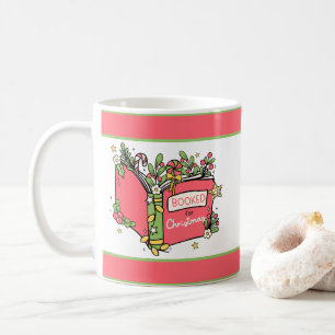 Caneca De Café Leitura de Livros de Natal