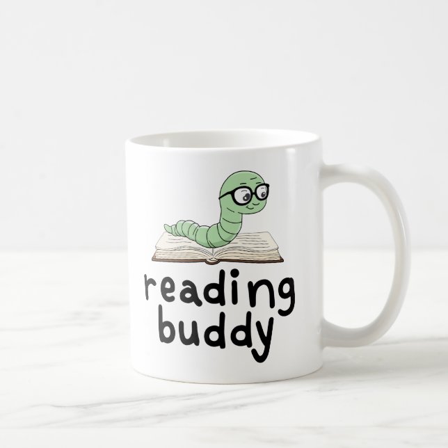 Caneca De Café Leitura do Bookworm Bonito Amigo com Livro (Direita)