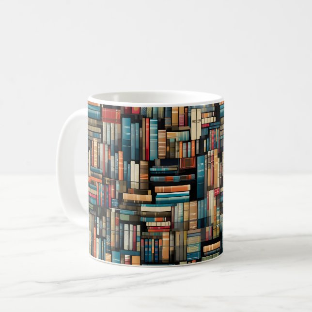 Caneca De Café Leitura do worm da biblioteca de livros da estante (Frente Esquerda)