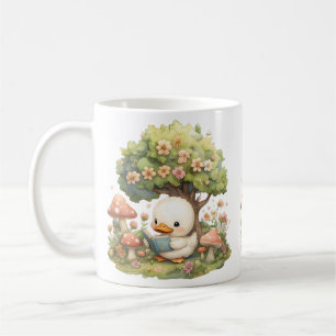 Caneca De Café Leitura em Duckle Sob uma Árvore - Whimsical and R