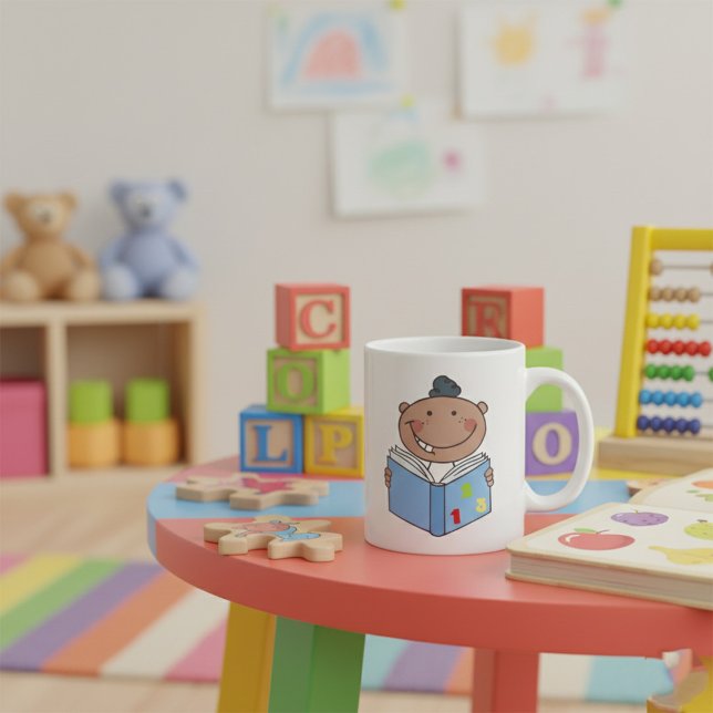 Caneca De Café Leitura Infantil De Um Livro De Matemática (Criador carregado)