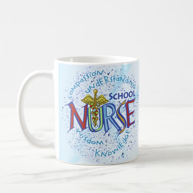 Caneca De Café Lema da Enfermeira Escolar (Esquerda)