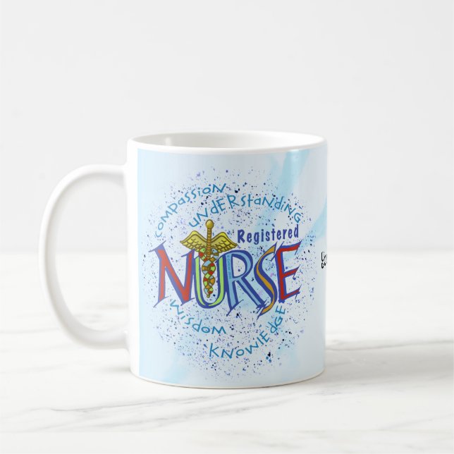 Caneca De Café Lema de Enfermeira Registrada (Esquerda)