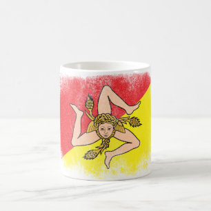 Caneca De Café Lembrança da bandeira de Sicília - design