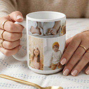 Caneca De Café Lembrança de Colagem de Fotos de Família Minimalis