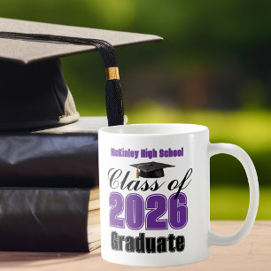 Caneca De Café Lembrança de formatura da turma de 2026 da Purple 