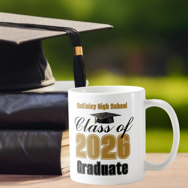 Caneca De Café Lembrança de Formatura da Turma de Ouro de 2026 (Criador carregado)