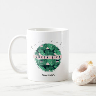 Caneca De Café Lembrança de Pura Vida da folha da selva de Costa