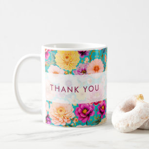 Caneca De Café Lembrança Floral Personalizada de Agradecimento