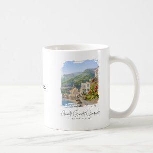 Caneca De Café Lembrança Romântica de Viagem em Aquarela da Costa