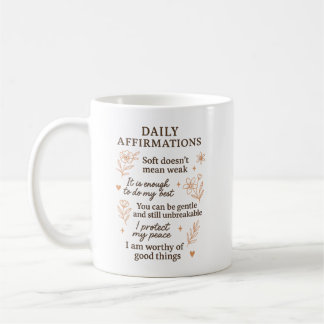 Caneca De Café Lembrete Diário de Saúde Mental | Cura do Amor Pró