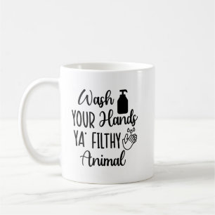 Caneca De Café Lembrete Simples e Divertido para Lavar as Mãos no