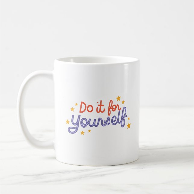 Caneca De Café Lembrete Simples Letre Colorida Estrelas Alegres (Esquerda)