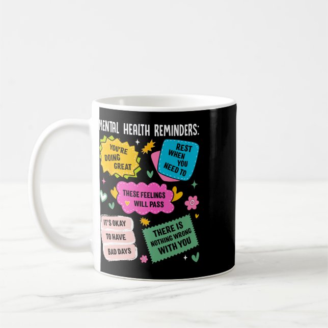 Caneca De Café Lembretes de Saúde Mental  (Esquerda)