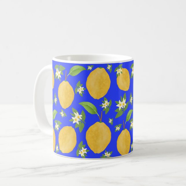 Caneca De Café Lemon Bloom Collection patterned blue (Frente Esquerda)