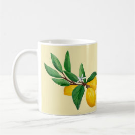 Caneca De Café Lemon Leaf Watercolor Design | Citrus Yellow