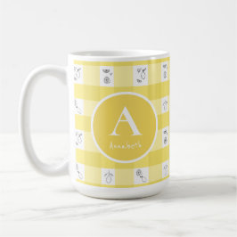Caneca De Café Lemon Plaid Monogram