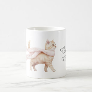 Caneca De Café Lenço Rosa Bege Cool Cat