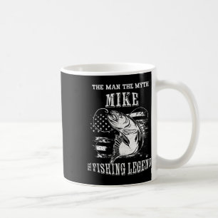 Caneca De Café Lenda da Pesca Mito Homem Mike Nome Personalizado
