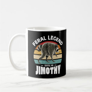 Caneca De Café Lenda Feral Jimothy Retro Vintage Raccoon Engraçad
