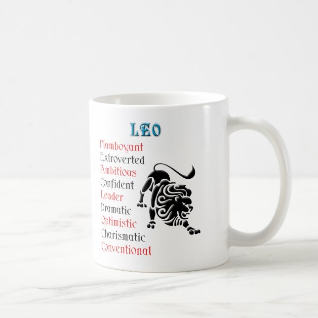 Caneca De Café Leo Horoscope Sinal Zodiac (Direita)