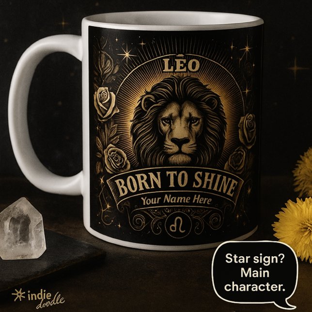 Caneca De Café Leo Mug - Presente Zodíaco Negrito para Leos (Criador carregado)