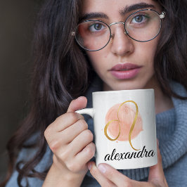 Caneca De Café Leo Personalizável Watercolor Zodiac-Design Café