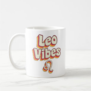 Caneca De Café Leo Vibes Letreiro de Bolha Colorido Zodíaco