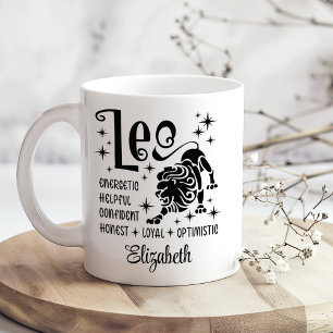 Caneca De Café Leo Zodiac Horoscope Nome Personalizado