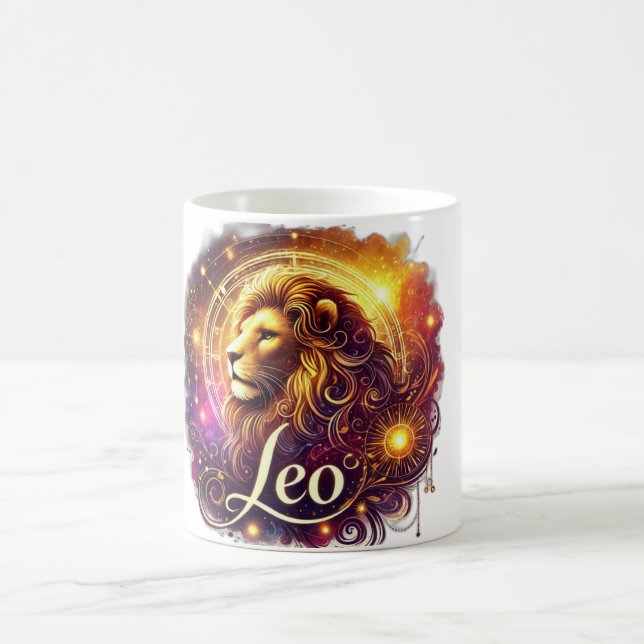 Caneca De Café Leo Zodiac Mug - ♌ Negrito e Radiante (Centro)